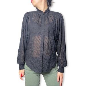 Isabel Marant Étoile Eyelet Lace Puffsleeve Blouse Size 34